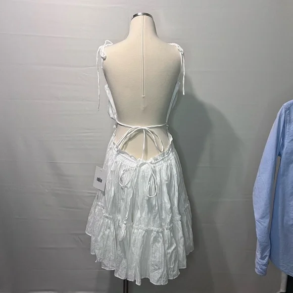 NWT Olia Sundress White Polka Dot Halter Open Back Dress Size Small Flirty - Picture 7 of 10